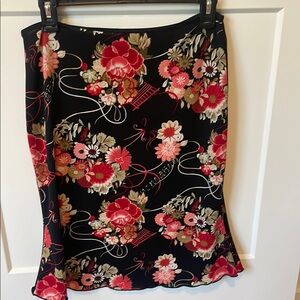 2 skirts!! Midi Skirt with Red and Pink Blooms
